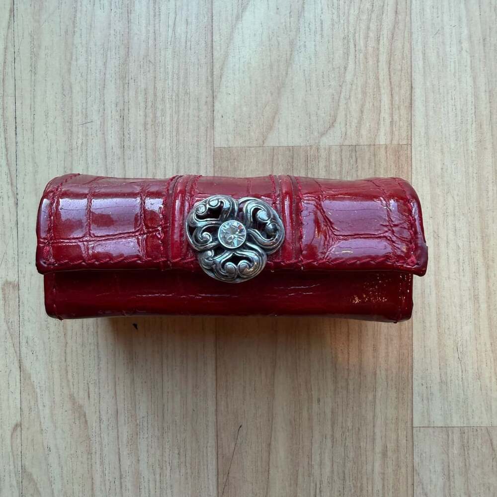 Brighton Red Croc Embossed Leather Lipstick Case with Mirror